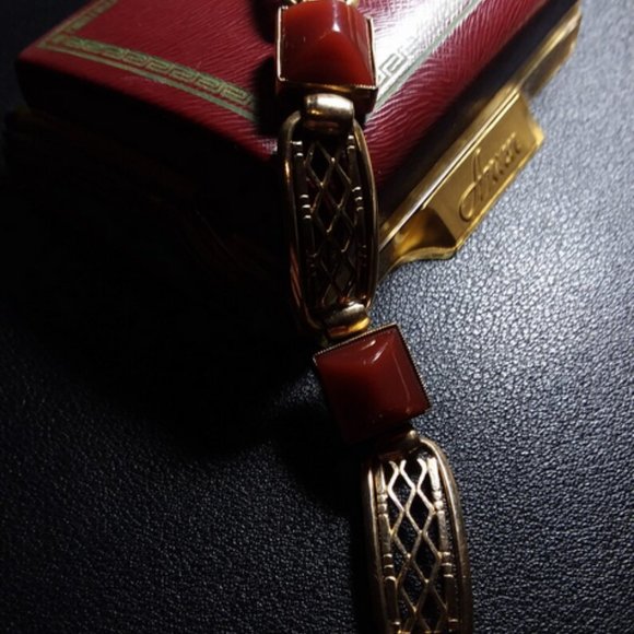 ANTIQUE Art Deco Bracelet | Carnelian Gold Panel Bracelet | Birmingham | Filigre - Picture 9 of 12